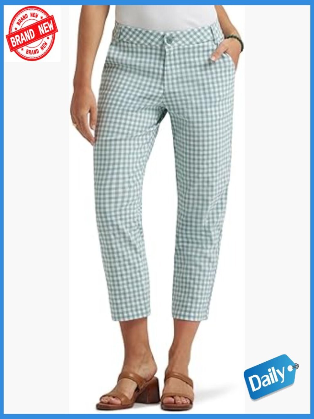 Regular Fit Stretch Capri Pants with Pockets